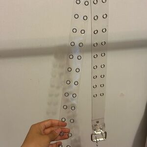 Clear Belt with Silver Grommets
